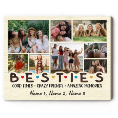 Personalized Besties Photo Collage Canvas, Best Friend Gift, Christmas Gifts for Friends, Friendship Gift, BFF Birthday Gift
