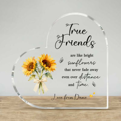 Personalized Best Friend Plaque, Sunflower Friendship Gift, Long Distance Bestie Keepsake, Meaningful Gift for Her