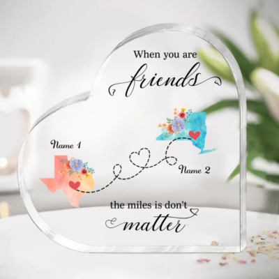 Personalized Long Distance Friendship Plaque, State to State Friendship Gift, Long Distance Friendship Keepsake, Long Distance BFF Gifts