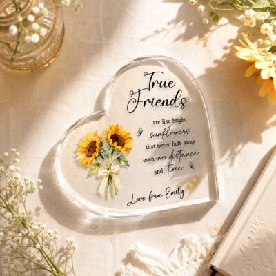 Personalized Best Friend Plaque, Sunflower Friendship Gift, Long Distance Bestie Keepsake, Meaningful Gift for Her