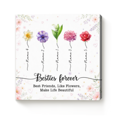 Personalized Best Friend Birth Flower Print, Birth Month Flower Gift for Her, Bestie Birthday Gift, Christmas Gift for Female Friends