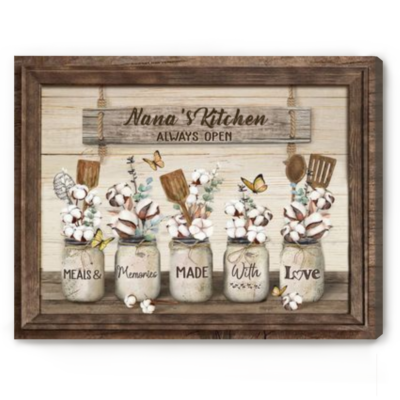 Personalized Nana's Kitchen Canvas, Rustic Farmhouse Kitchen Decor, Kitchen Gift for Grandma