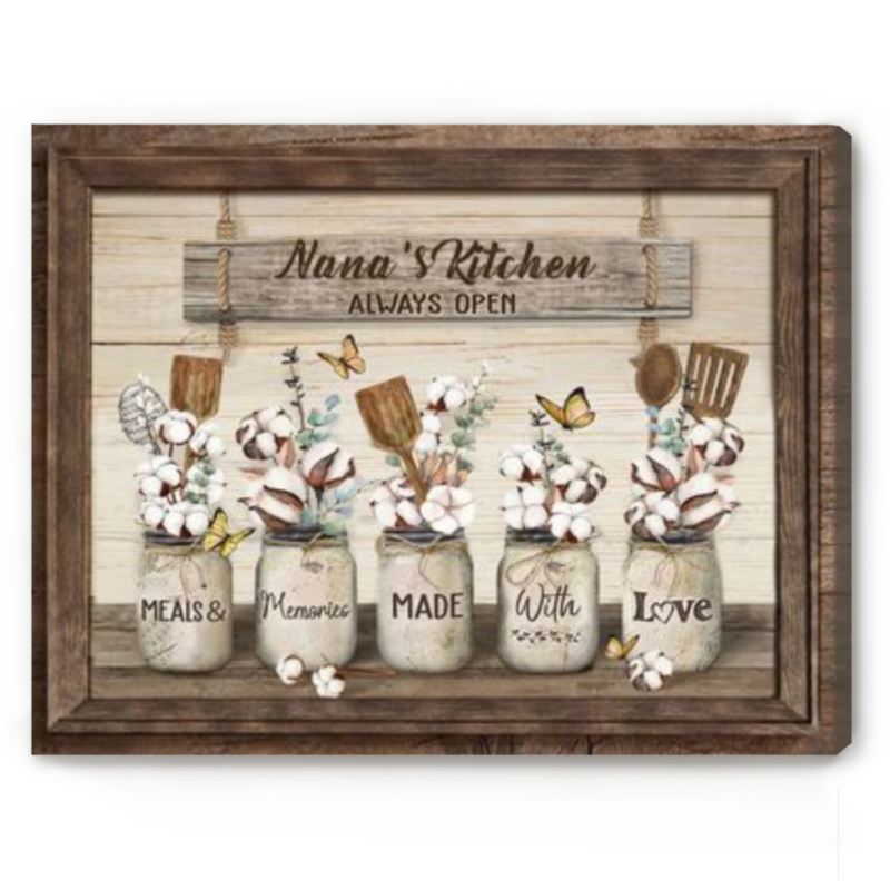 Personalized Nana's Kitchen Canvas, Rustic Farmhouse Kitchen Decor, Kitchen Gift for Grandma
