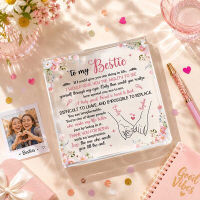 Benicee Shop 118 Personalized Best Friend Acrylic Plaque, Sentimental Friendship Gift for Bestie, Christmas Friend Gift for Her, BFF Keepsake Gift, Bestie Gift