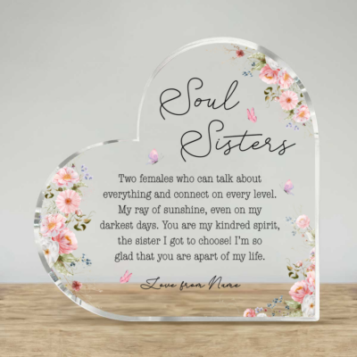 Personalized Soul Sisters Acrylic Plaque, Best Friend Christmas Gift, Soul Sisters Keepsake, Bestie Gift for Her, Friendship Gift