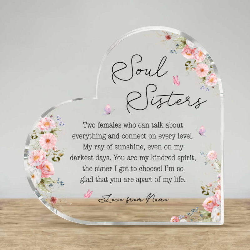 Personalized Soul Sisters Acrylic Plaque, Best Friend Christmas Gift, Soul Sisters Keepsake, Bestie Gift for Her, Friendship Gift