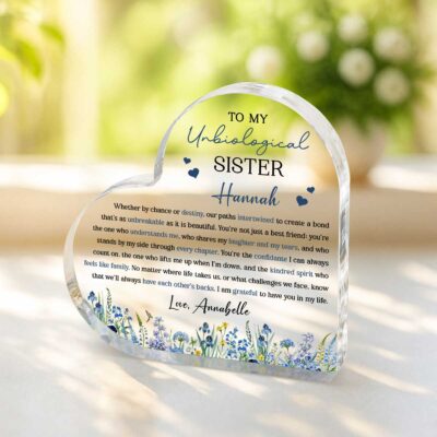 Benicee Shop 114 Personalized Unbiological Sister Gift, Unbiological Sister Acrylic Plaque, Sentimental Best Friend Keepsake, Stepsister Christmas Gift