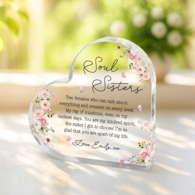 Benicee Shop 116 Personalized Soul Sisters Acrylic Plaque, Best Friend Christmas Gift, Soul Sisters Keepsake, Bestie Gift for Her, Friendship Gift