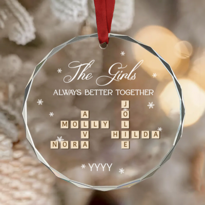 Custom Scrabble Besties Name Ornament, Best Friends Christmas Ornament, Friendship Gift for Bestie, Best Friend Christmas Gift