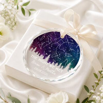 Benicee Shop 266 Personalized Star Map Ornament, The Night We Met Ornament, Couple Christmas Gift, Anniversary Keepsake, Constellation Map Gift