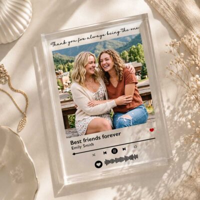 Personalized Song Plaque for Best Friend, Best Friend Christmas Gift, Bestie Photo Gift, Friendship Keepsake, BFF Gift for Her