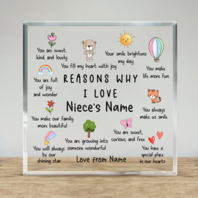 Personalized Niece Reasons I Love You Plaque, Niece Christmas Gift, Niece Keepsake Gift, Gift from Aunt or Uncle