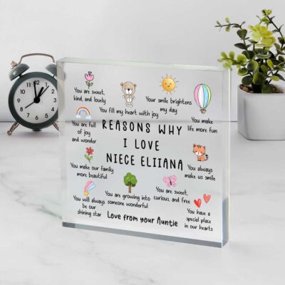 Personalized Niece Reasons I Love You Plaque, Niece Christmas Gift, Niece Keepsake Gift, Gift from Aunt or Uncle