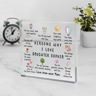 Benicee Shop 270 Personalized Daughter Reasons I Love You Plaque, Daughter Christmas Gift, Daughter Keepsake Gift, Gift from Mom or Dad