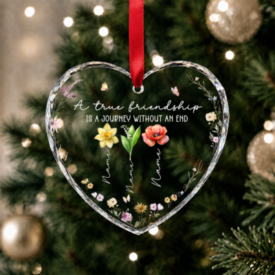 Benicee Shop 114 Personalized Best Friend Birth Flower Ornament, Friendship Christmas Ornament, Besties Gift, BFF Keepsake, Best Friend Christmas Gift