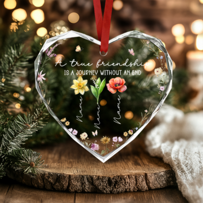 Personalized Best Friend Birth Flower Ornament, Friendship Christmas Ornament, Besties Gift, BFF Keepsake, Best Friend Christmas Gift