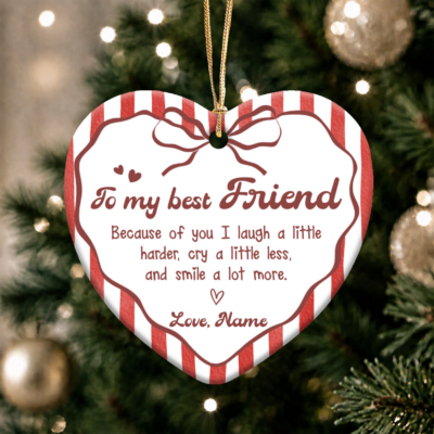 Personalized Friendship Christmas Ornament, Best Friend Heart Ornament, Sentimental Friend Gift, Bestie Keepsake Gift, BFF Gift for Her