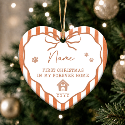 First Christmas in My Forever Home Ornament, Personalized Dog 1st Christmas Ornament, Dog Adoption Gift, New Dog Gift, Pet Gotcha Day Keepsake