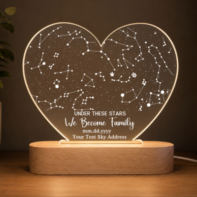Personalized Adoption Star Map Night Light, Adoption Day Gift, Gotcha Day Gift, Adoptive Parent Christmas Gift, Forever Family Keepsake