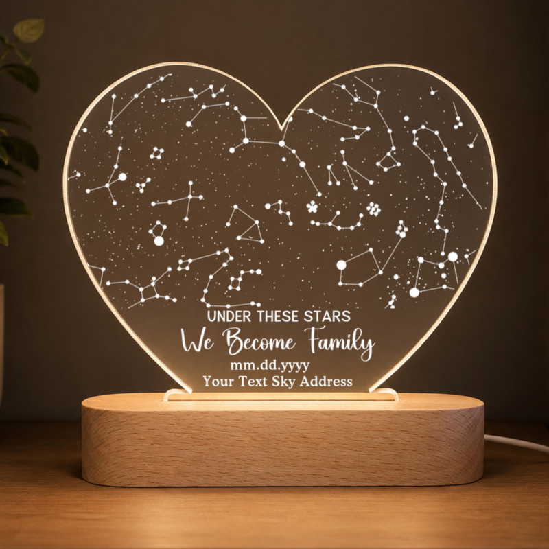 Personalized Adoption Star Map Night Light, Adoption Day Gift, Gotcha Day Gift, Adoptive Parent Christmas Gift, Forever Family Keepsake