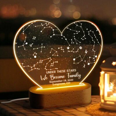 Benicee Shop 266 Personalized Adoption Star Map Night Light, Adoption Day Gift, Gotcha Day Gift, Adoptive Parent Christmas Gift, Forever Family Keepsake
