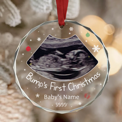 Personalized Bump's First Christmas Ornament, Ultrasound Ornament, Baby Bump Christmas Gift, Pregnancy Announcement, Expecting Mom Gift