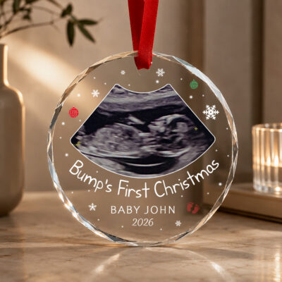 Personalized Bump's First Christmas Ornament, Ultrasound Ornament, Baby Bump Christmas Gift, Pregnancy Announcement, Expecting Mom Gift