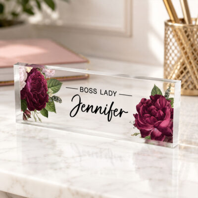 Personalized Boss Lady Desk Name Plate, Custom Boss Name Plate, Female Boss Gift, Boss Christmas Gift, Office Desk Decor