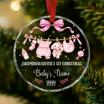 Granddaughter 1st Christmas Ornament, Baby Girl First Christmas Ornament, Personalized New Granddaughter Gift, Granddaughter Keepsake
