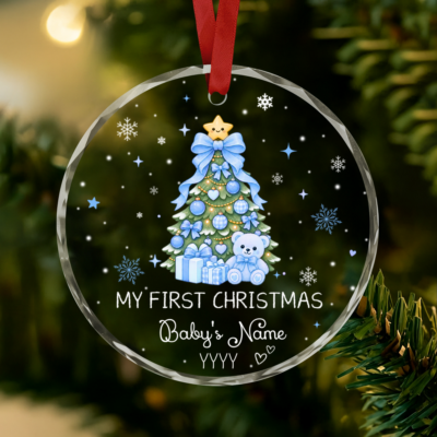 Baby Boy First Christmas Ornament, Personalized Baby 1st Christmas Gift, Newborn Boy Ornament, New Baby Keepsake