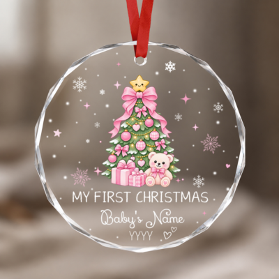 Baby Girl First Christmas Ornament, Personalized Baby Girl 1st Christmas Gift, Newborn Girl Ornament, New Baby Girl Keepsake