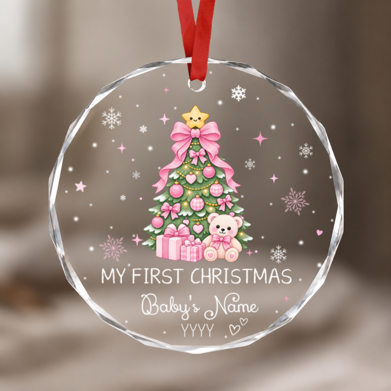 Baby Girl First Christmas Ornament, Personalized Baby Girl 1st Christmas Gift, Newborn Girl Ornament, New Baby Girl Keepsake
