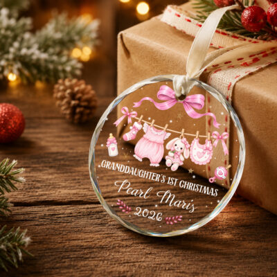 Granddaughter 1st Christmas Ornament, Baby Girl First Christmas Ornament, Personalized New Granddaughter Gift, Granddaughter Keepsake