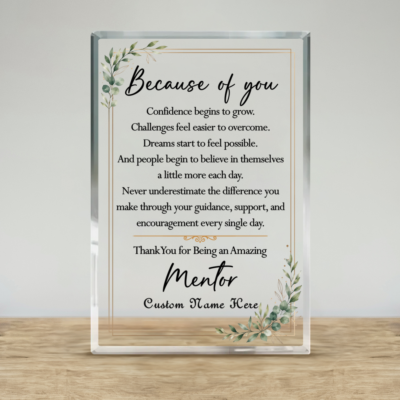 Personalized Mentor Appreciation Plaque, Christmas Gift for Mentor, Thank You Mentor Gift, Leadership Keepsake, Mentor Retirement Gift