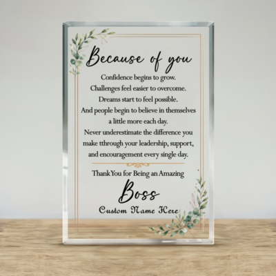 Personalized Boss Appreciation Plaque, Christmas Gift for Boss, Thank You Boss Gift, Boss Retirement Gift, Leadership Gift