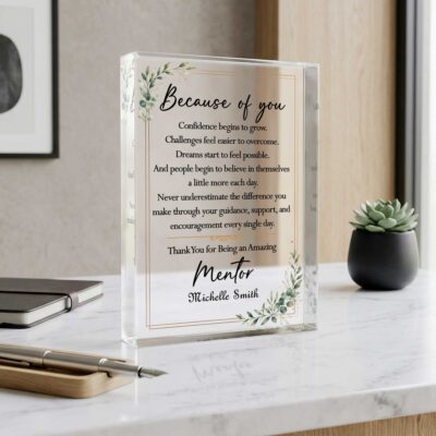 Personalized Mentor Appreciation Plaque, Christmas Gift for Mentor, Thank You Mentor Gift, Leadership Keepsake, Mentor Retirement Gift
