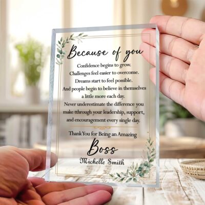 Benicee Shop 232 Personalized Boss Appreciation Plaque, Christmas Gift for Boss, Thank You Boss Gift, Boss Retirement Gift, Leadership Gift
