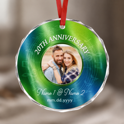 Personalized 20th Anniversary Photo Ornament, China Wedding Anniversary Gift, 20 Years Together Keepsake, Christmas Gift for Husband Wife