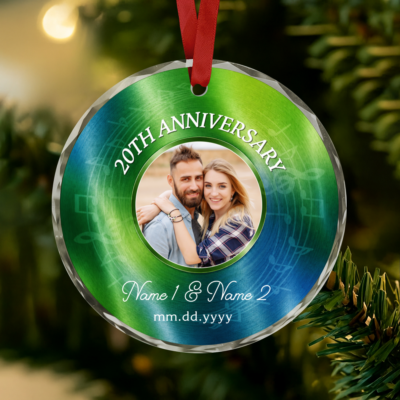Personalized 20th Anniversary Photo Ornament, China Wedding Anniversary Gift, 20 Years Together Keepsake, Christmas Gift for Husband Wife