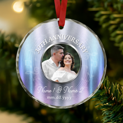 Personalized 30th Anniversary Photo Ornament, Pearl Wedding Anniversary Gift, 30 Years Together Keepsake, Christmas Gift for Husband Wife