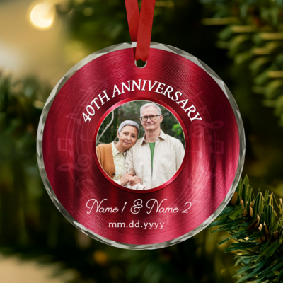 Personalized 40th Anniversary Photo Ornament, Ruby Wedding Anniversary Gift, 40 Years Together Keepsake, Anniversary Gift for Parents