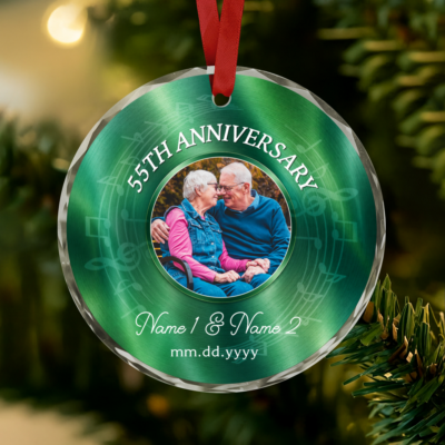 Personalized 55th Anniversary Photo Ornament, Emerald Anniversary Gift, 55 Years Together Keepsake, 55th Anniversary Gift for Parents