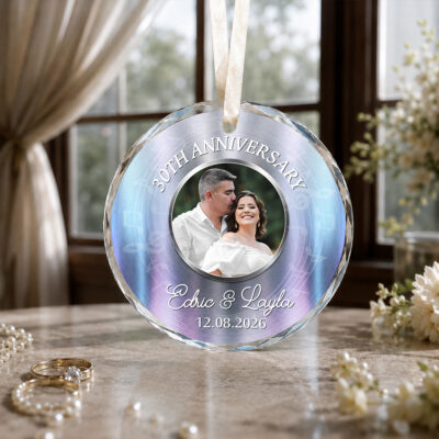 Personalized 30th Anniversary Photo Ornament, Pearl Wedding Anniversary Gift, 30 Years Together Keepsake, Christmas Gift for Husband Wife
