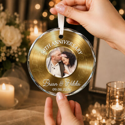 Personalized 50th Anniversary Photo Ornament, Golden Wedding Anniversary Keepsake, 50 Years Together Gift, 50th Anniversary Gift for Parents