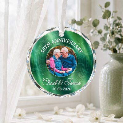 Personalized 55th Anniversary Photo Ornament, Emerald Anniversary Gift, 55 Years Together Keepsake, 55th Anniversary Gift for Parents
