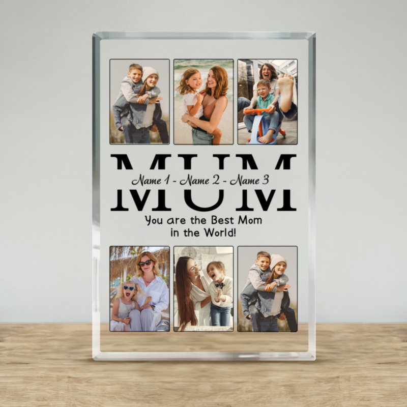 Personalized Mum Photo Plaque, Mom Christmas Gift from Kids, Mum Keepsake Gift, Family Photo Keepsake, Gift for Mother