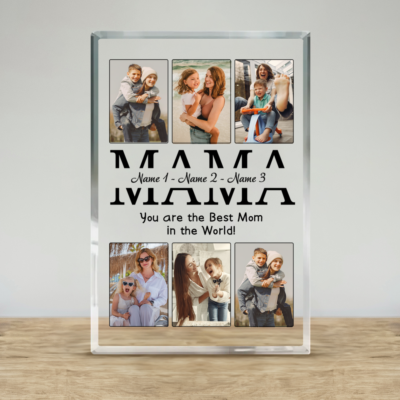 Personalized Mama Photo Plaque, Christmas Gift for Mom, Mama Gift from Kids, Family Photo Keepsake