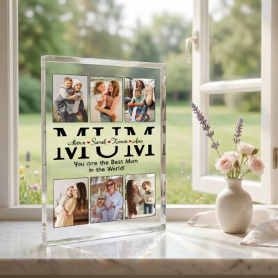 Personalized Mum Photo Plaque, Mom Christmas Gift from Kids, Mum Keepsake Gift, Family Photo Keepsake, Gift for Mother
