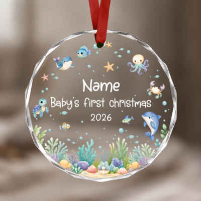 Ocean Baby Boy First Christmas Ornament, Personalized Baby 1st Christmas Ornament, Newborn Boy Keepsake, Baby Shower Gift