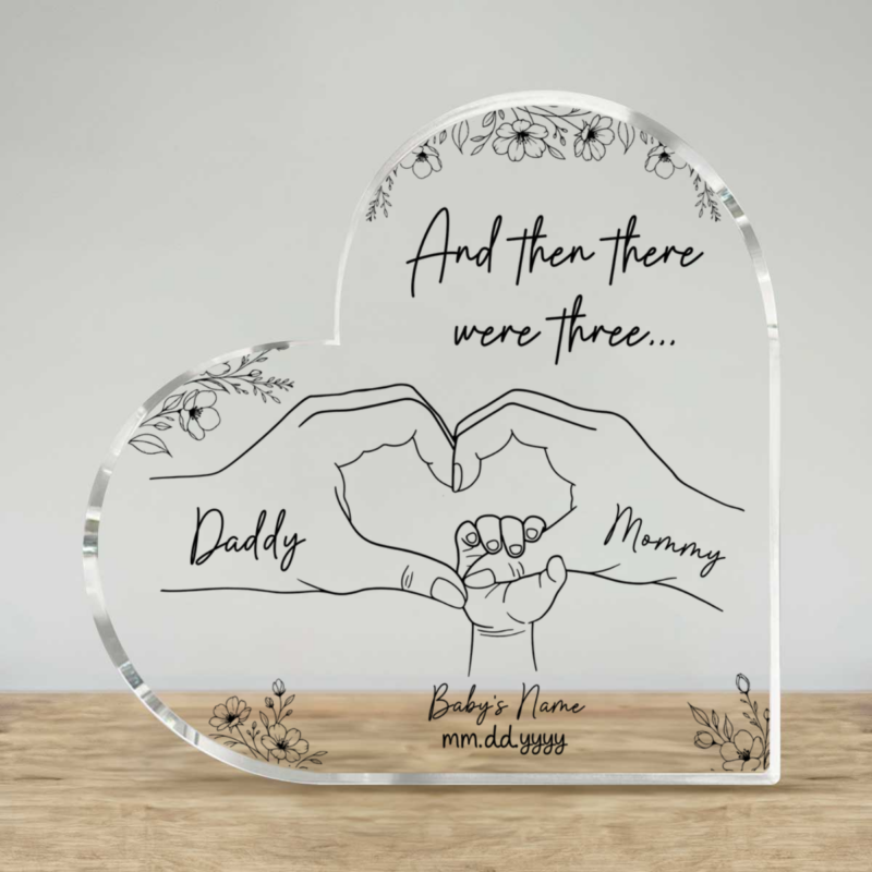Personalized New Baby Family Plaque, New Parents Christmas Gift, And Then There Were Three Gift, Baby Birth Keepsake, New Family Gift